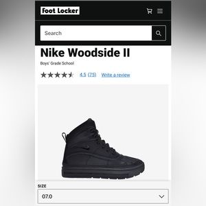 Nike Woodside boots youth size 7 black